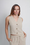 BLUSA MUJER CHALECO CAQUI